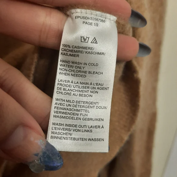 *SOLD* Lord & Taylor 100% Cashmere Crew Neck Cardigan Sweater Tan - Picture 8 of 16